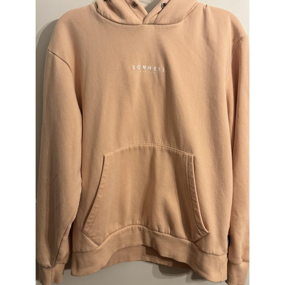 Sonneti Hoodie Mens M Peach Fleece Logo Kangaroo Pocket Pullover Soft Casual